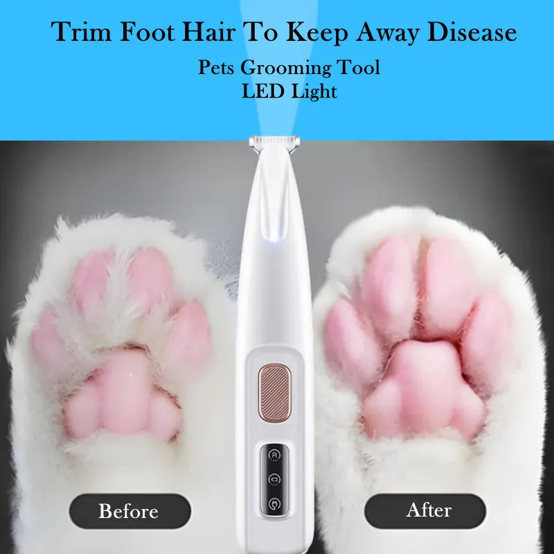 Pet Grooming Equipment Puppy Hairdressing Blades Cat Paw Electric Shaver Dog Trimmer Clipper Hair Cutting Tool with LED Light
