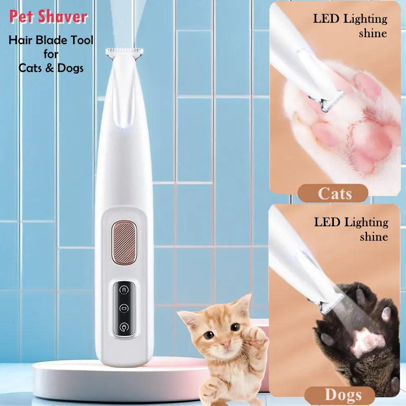 Pet Grooming Equipment Puppy Hairdressing Blades Cat Paw Electric Shaver Dog Trimmer Clipper Hair Cutting Tool with LED Light