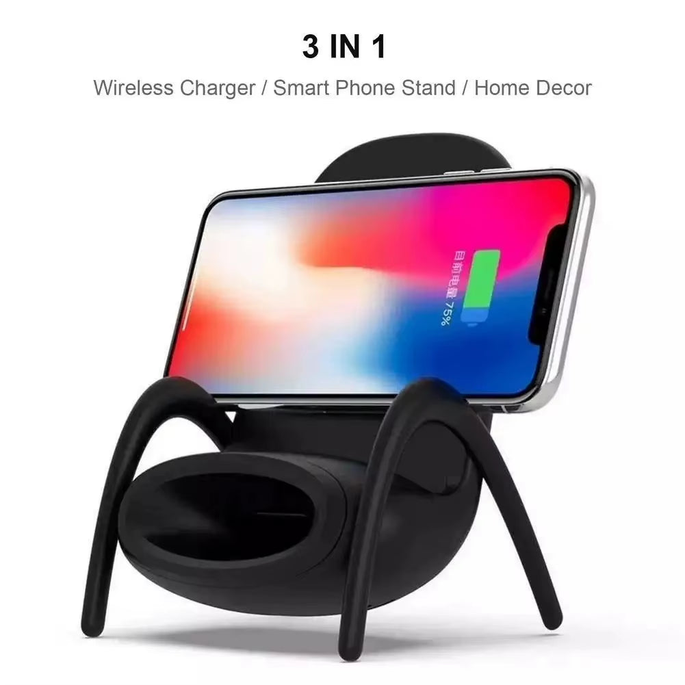 Portable Mini Chair Stand Wireless Charger Bracket Station Desk Mobile Phone Holder Fast Charge for Xiaomi Iphone Samsung